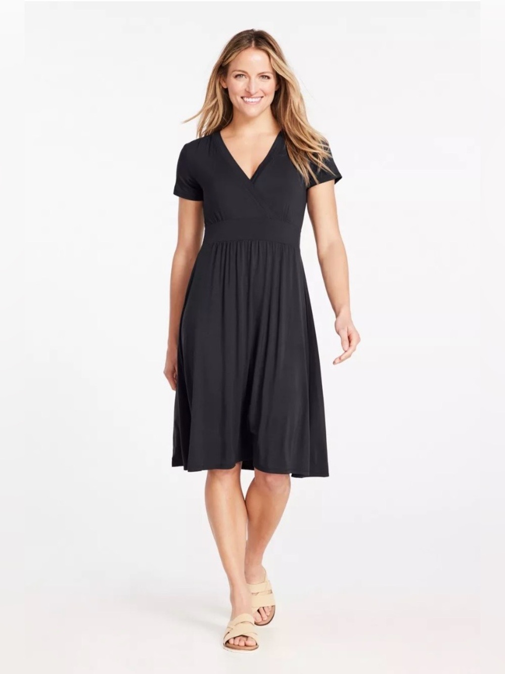 LL Bean Women's Black V-Neck Short Sleeve Dress
XS Petite